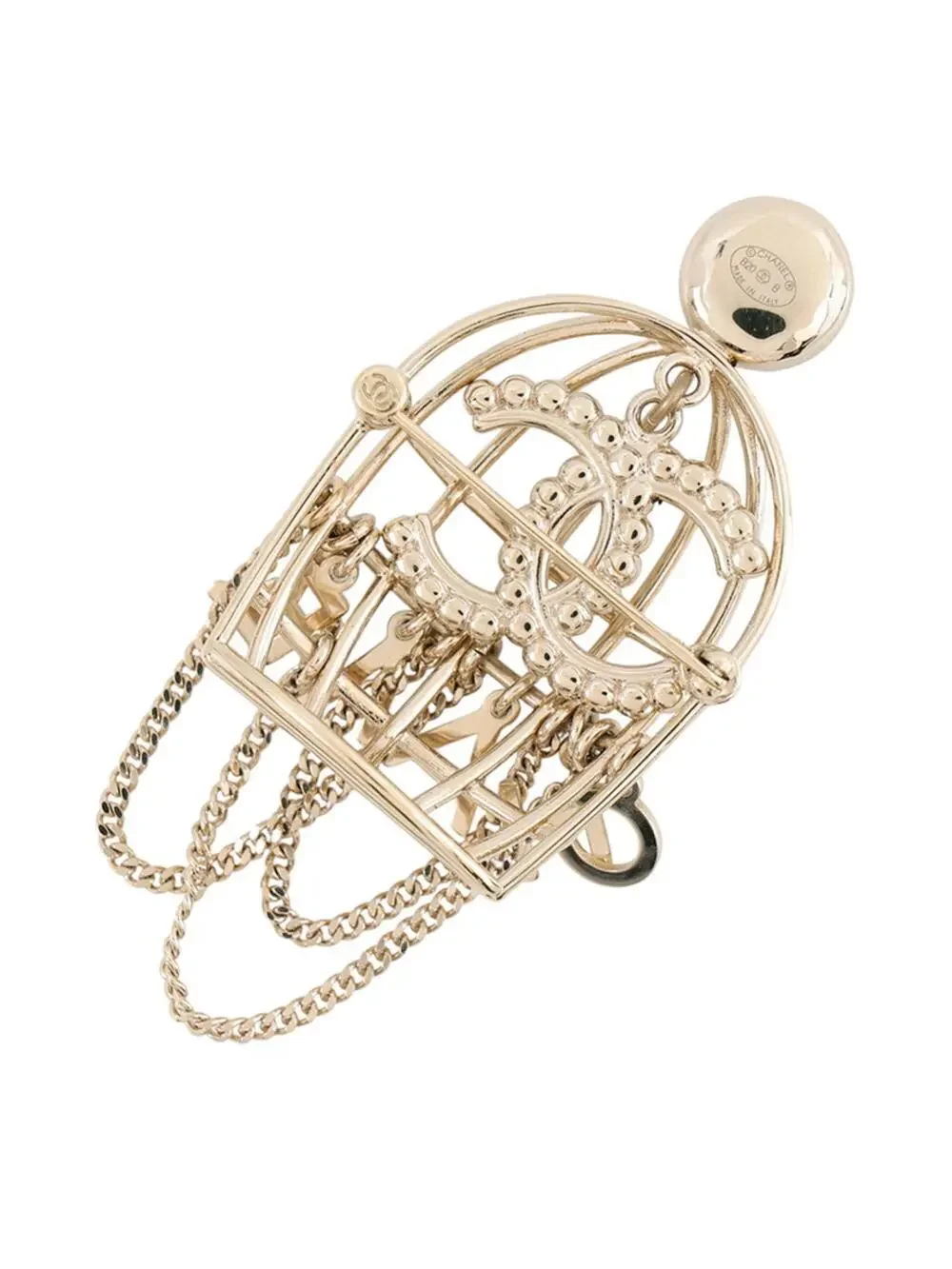 Chanel Cc Logo Brooch Gold-Tone Metal #343212C14B